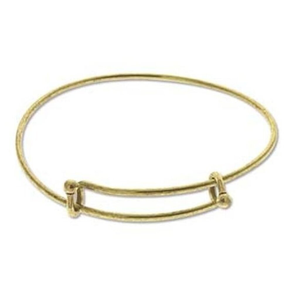 25 Adjustable EXPANDABLE Bangle Bracelet, Add a Charm, Antique Gold Plate BRAC60